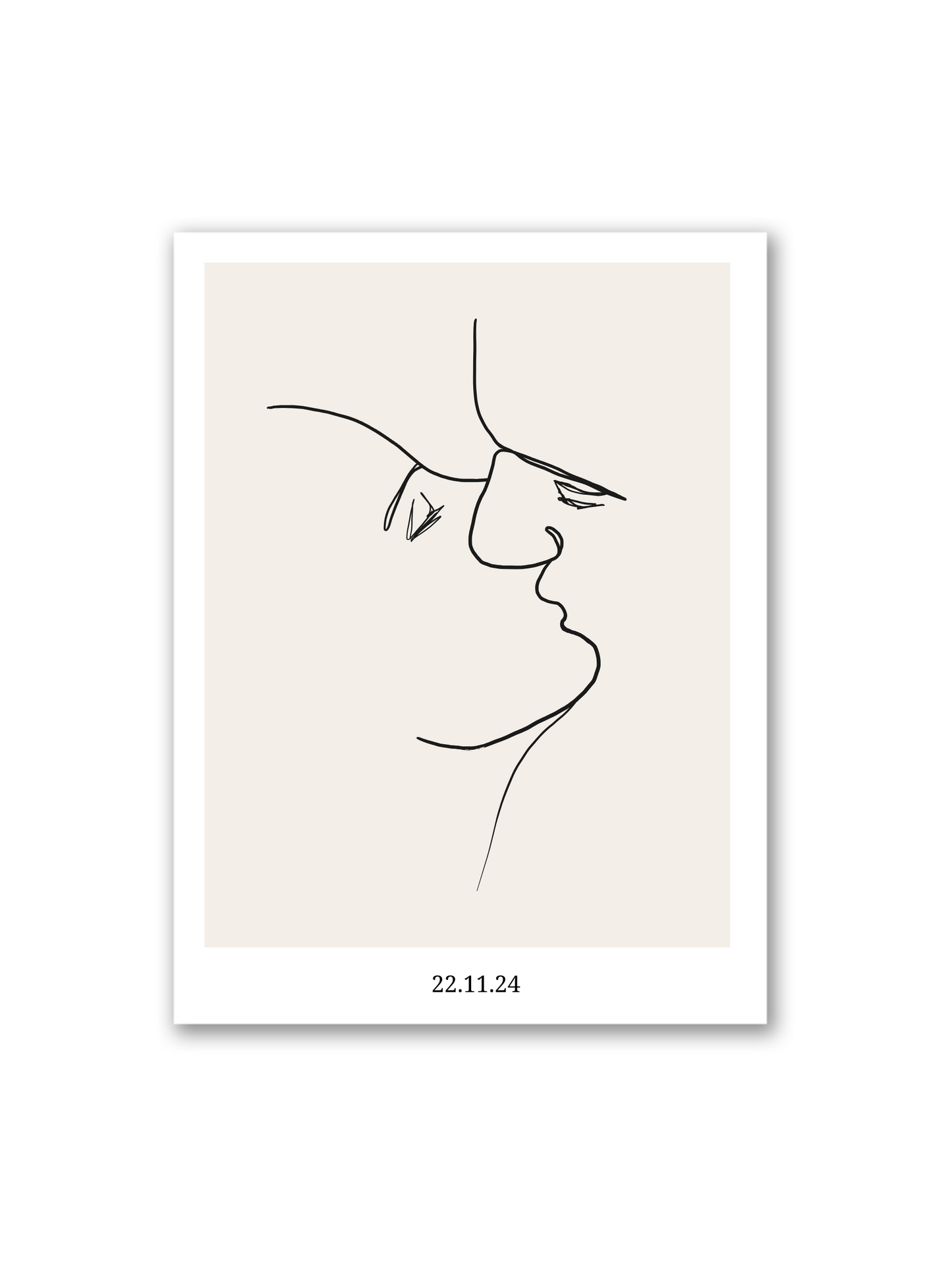 „Dein Foto als Line Art“ von Sels Studio – persönliche Line Art Illustration auf hellbeigem Hintergrund, erstellt aus deinem eigenen Foto, mit Name und Datum individualisierbar