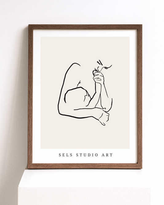 Breastfeeding Artwork | Mutter und Kind Stillen Line Art Poster