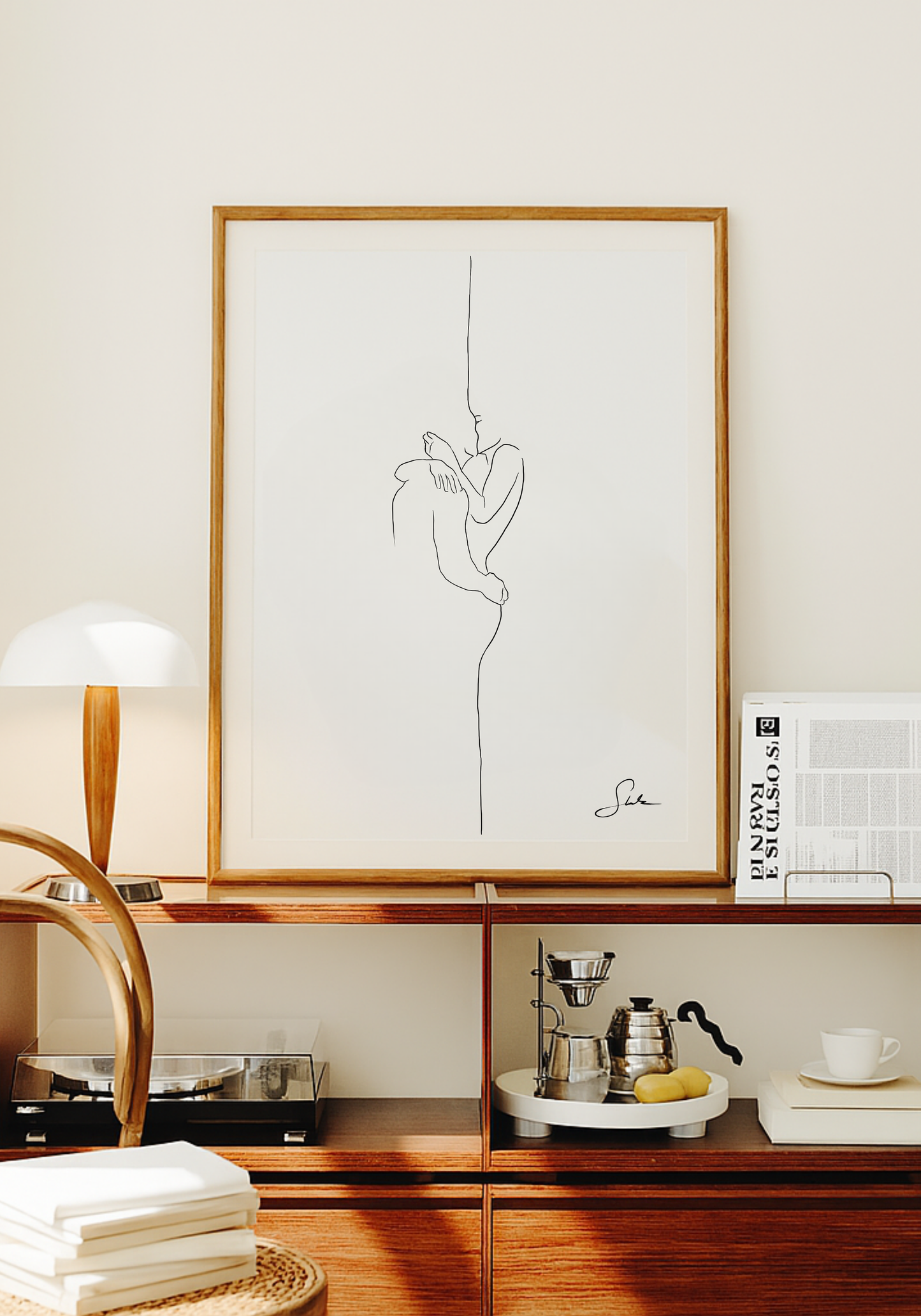 One Hug | Umarmung Line Art Poster