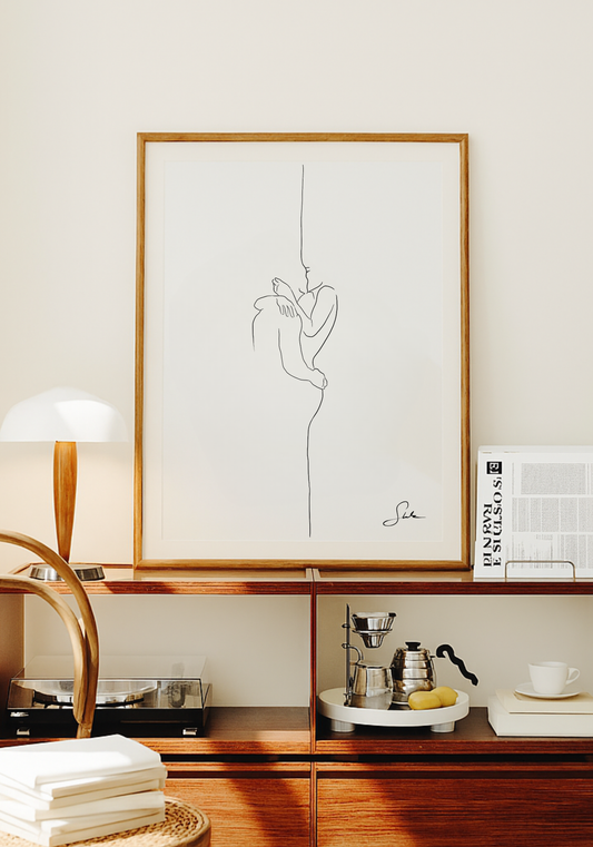 One Hug | Umarmung Line Art Poster