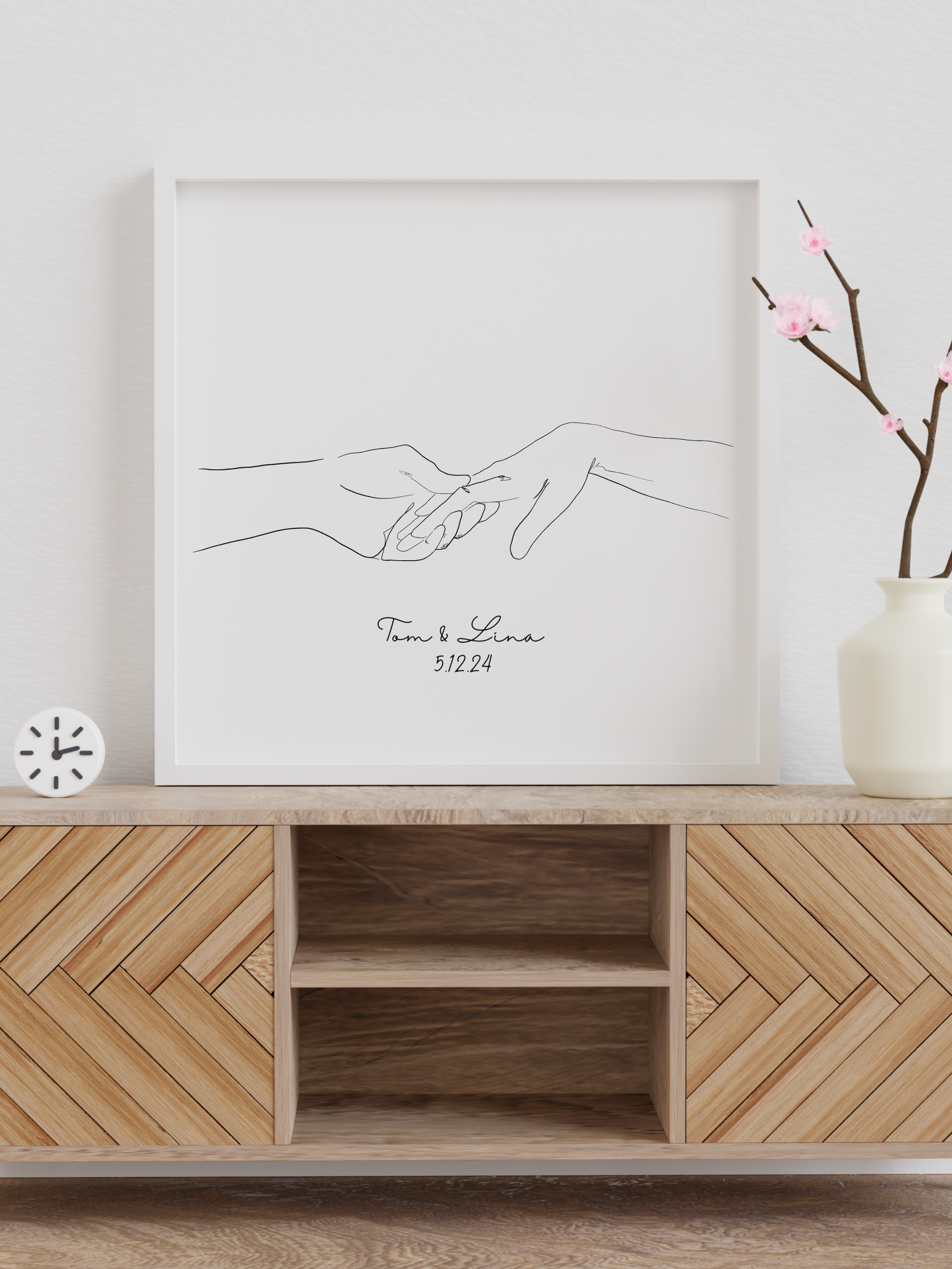 "Azizam" ein individuelles Line Art Poster für Pärchen als Hochzeitsgeschenk mit Namen und Datum.