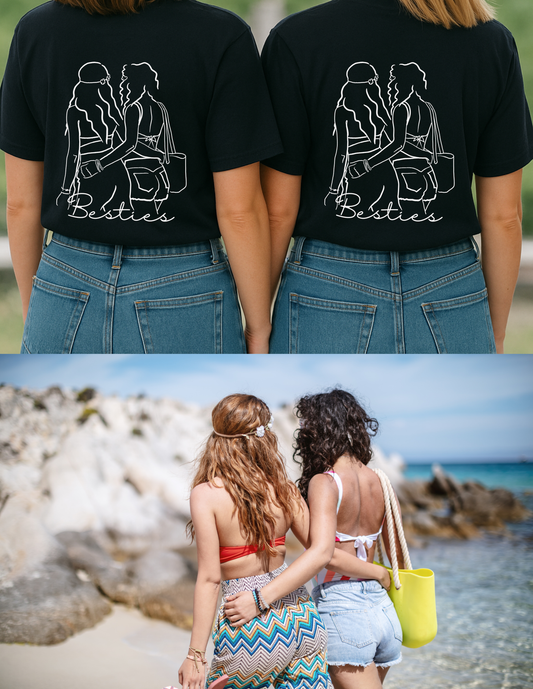 Dein Foto als Line Art | Besties T-Shirt