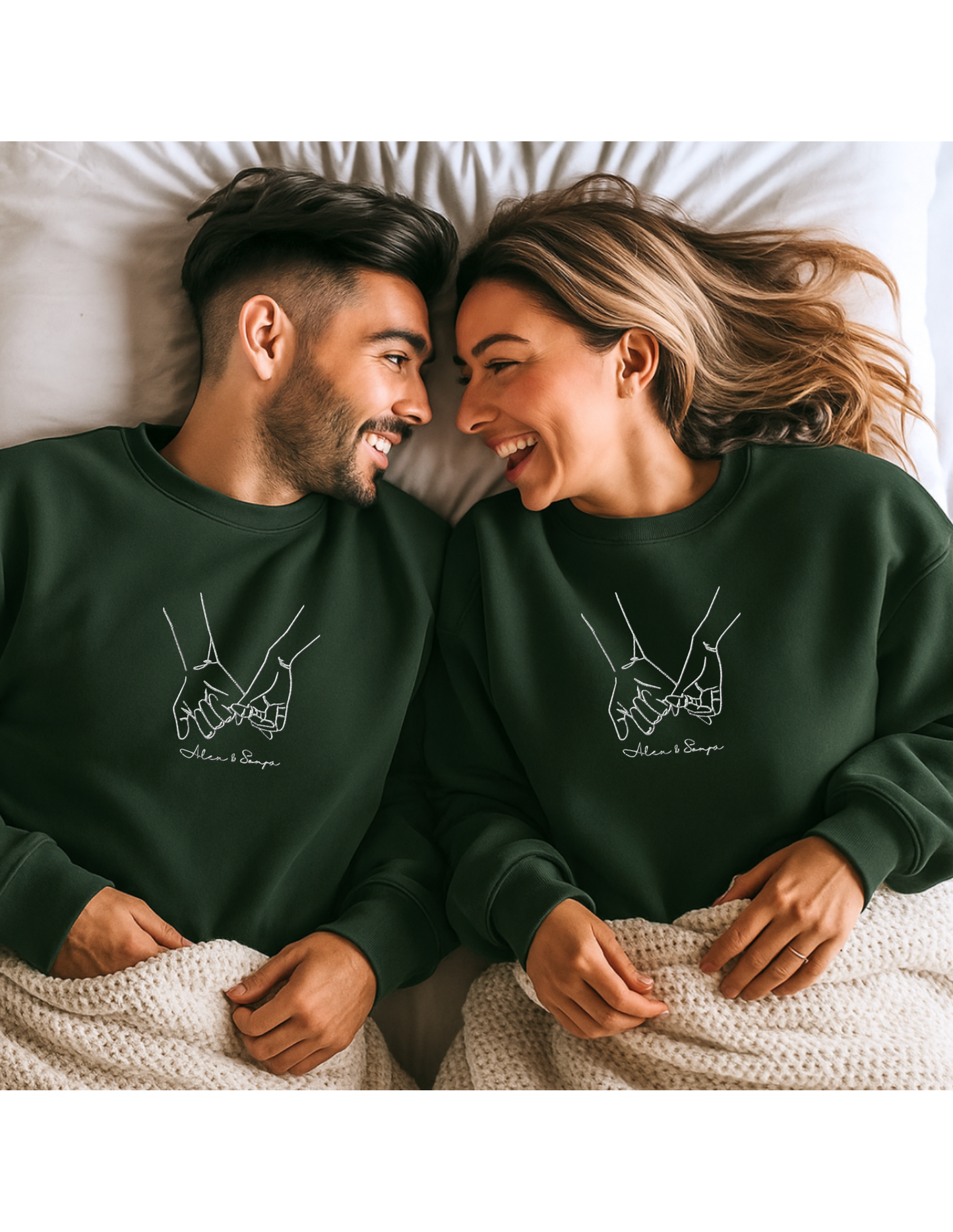 Personalisierte Line Art Couple Sweatshirt