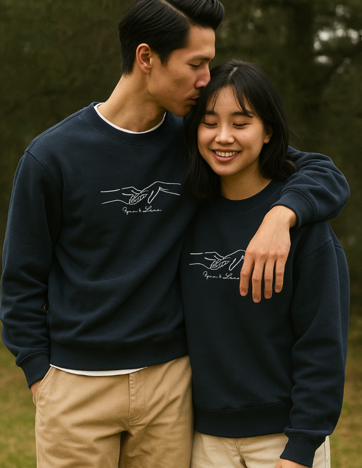 Personalisierte Line Art Couple Sweatshirt