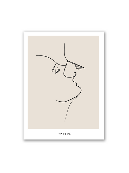 Individuell gestaltetes Line Art Poster von Sels Studio – dein Foto als handgezeichnete Illustration auf beigem Hintergrund, perfekt für persönliche Geschenke