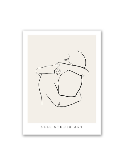 Intimate Embrace | Umarmung Line Art Poster
