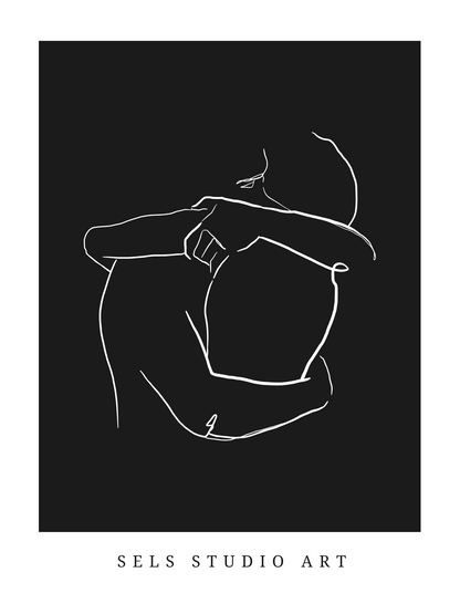 Intimate Embrace | Umarmung Line Art Poster