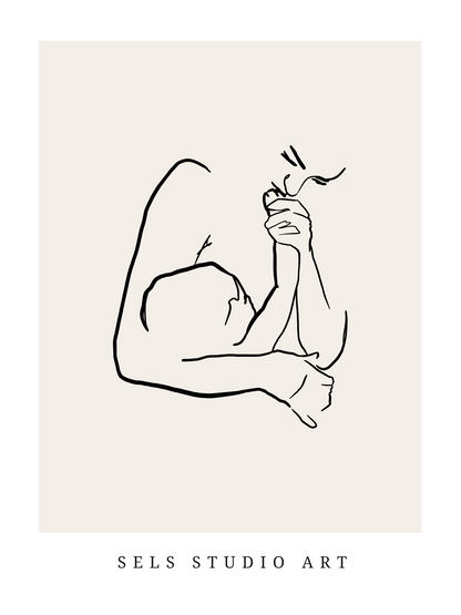 Breastfeeding Artwork | Mutter und Kind Stillen Line Art Poster