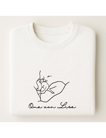 Personalisiertes Line Art Sweatshirt | Foto als Stickerei