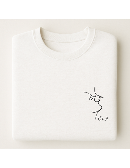 Personalisiertes Line Art Sweatshirt | Foto als Stickerei