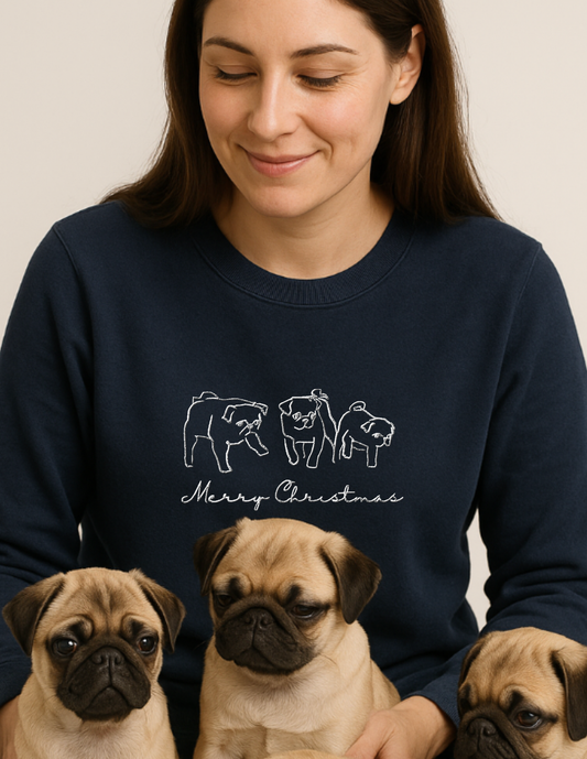 Personalisiertes Line Art Sweatshirt | Foto als Stickerei