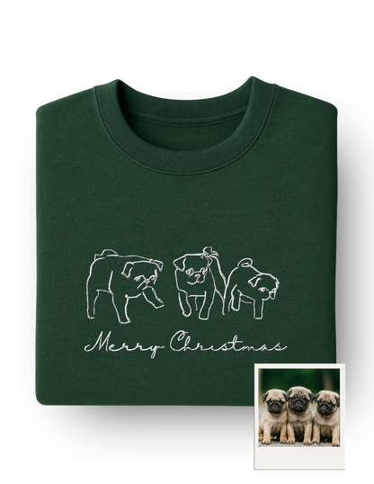 Personalisiertes Line Art Sweatshirt | Foto als Stickerei