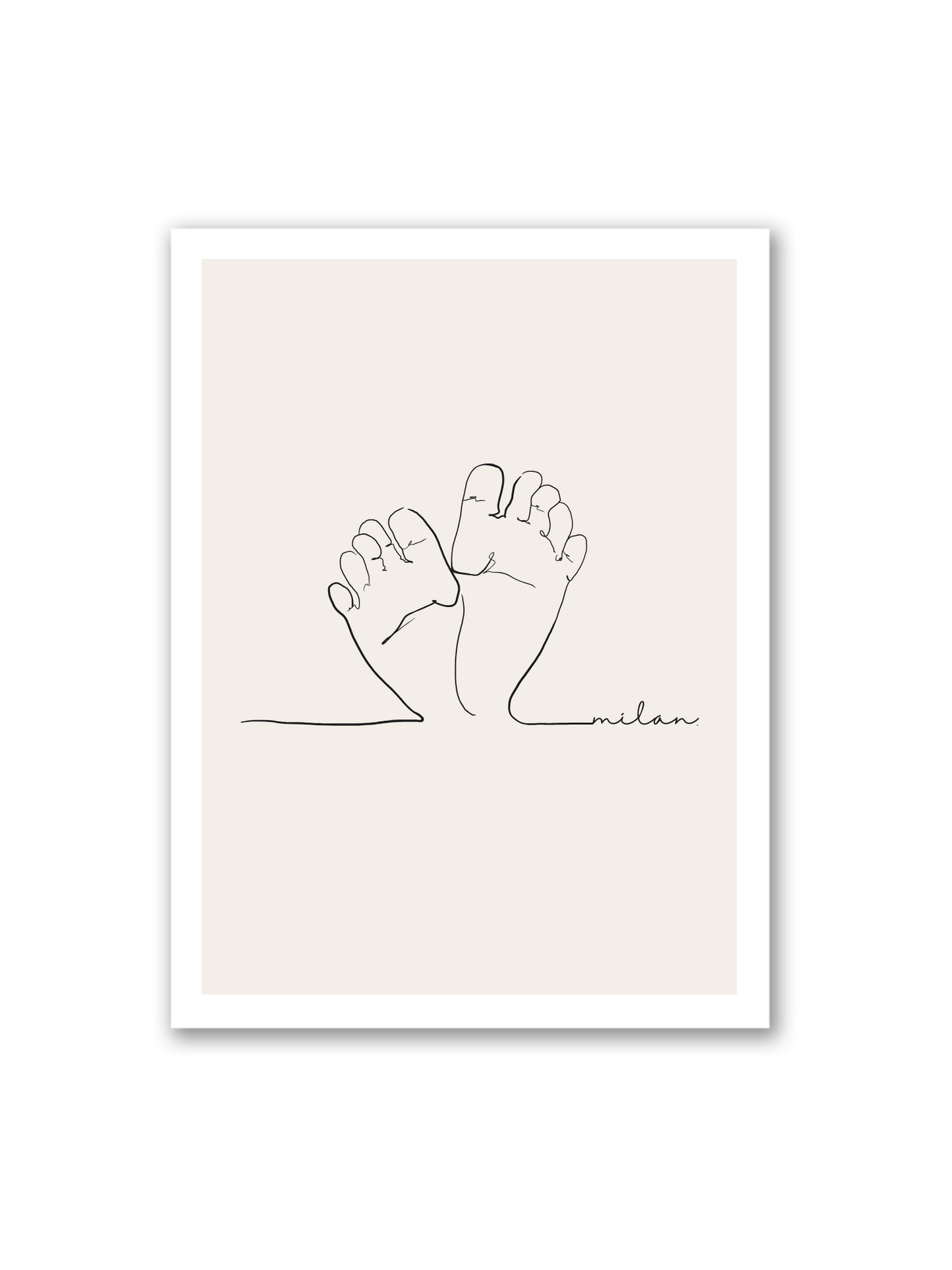 Line Art Poster von Sels Studio mit dem Titel "piedini di bambino auf hellbeigem Hintergrund
